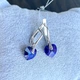 Серебряные серьги сердце с кристаллами Swarovski синий хамелеон, родированные (5004) - изображение 7