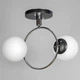 Люстра потолочная Light House SH-20426/2 BK+CR 330*260*300 E27 черная + хром, плафоны белые - изображение 1
