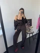 Стильный велюровый спортивный костюм женский тройка (боди, штаны, кофта) 44-46 шоколад (коричневый) - изображение 9
