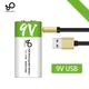 Акумуляторна Батарейка Крона 6f22 заряджання через USB Type-C 9V/650mAh Smartoools - зображення 4