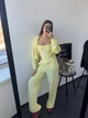 Стильный велюровый спортивный костюм женский тройка (боди, штаны, кофта) 44-46 лимонный (желтый) - изображение 4