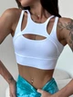 Спортивный топ с пуш ап для фитнеса женский со съемными чашечками, Balance, (белый), M - изображение 1