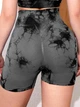 Шорты с пуш ап спортивные женские для фитнеса, бесшовные, Tie-Dye, (тёмно-серый), M - изображение 2