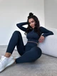 Спортивный костюм для фитнеса женский, комплект - рашгард и лосины с пуш-ап, Classic, (темно-бирюзовый), M - изображение 8