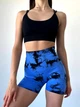 Шорти з пуш ап спортивні жіночі для фітнесу, безшовні, Tie-Dye, (синьо-чорний), S - зображення 3