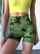 Шорти з пуш ап спортивні жіночі для фітнесу, безшовні, Tie-Dye, (зелено-чорний), S - зображення 1