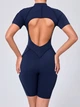 Женский спортивный комбинезон для фитнеса на молнии со спинкой и швами, Sculpt Line, (темно-синий), S - изображение 2