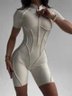 Женский спортивный комбинезон для фитнеса на молнии со спинкой и швами, Sculpt Line, (шампань), S - изображение 6
