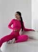 Спортивный костюм для фитнеса женский, комплект - рашгард и лосины с пуш-ап, Classic, (розовый), M - изображение 5