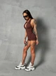 Женский спортивный комбинезон для фитнеса на молнии шортиками, Shadow Fit, (шоколад), S - изображение 8