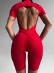 Женский спортивный комбинезон для фитнеса на молнии со спинкой и швами, Sculpt Line, (красный), L - изображение 2