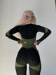 Спортивный костюм для фитнеса женский, комплект тройка - лосины, топ, рашгард, Euphoria, (черно-зеленый), S - изображение 6