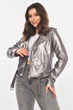 Куртка-косуха женская из экокожи серебристого цвета Fashion размер 40-42 (210824) - изображение 1