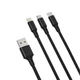 Кабель XO 3in1 USB - Lightning+MicroUSB+Type-C 1.2 м чорний - зображення 1