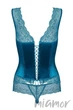 Корсет с кружевом Obsessive Miamor corset S/M Бирюзовый - изображение 4