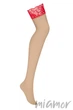 Чулки под пояс с красной коронкой Obsessive Matildea L/XL Natural/red - изображение 3
