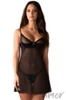 Пеньюар прозорий з трусиками Obsessive Stelisa Chemise XXL/XXXL Чорний - зображення 1