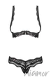 Комплект з відкритими бюстом та трусиками Obsessive Luvae set otwarty L/XL Чорний - зображення 3