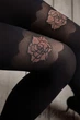 Колготки дизайнерские с узором на бедрах Marilyn G49 3/4 Чёрный - изображение 2