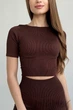 Футболка кроп-топ в рубчик InSecret Crop T-Shirt Ribbed Black Coffee S/M Темно-коричнева - зображення 1