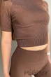 Футболка кроп-топ в рубчик InSecret Crop T-Shirt Ribbed Deep Taupe L/XL Тауп - изображение 5