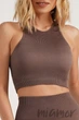 Топ бесшовный в рубчик GIULIA Halter Top Rib DEEP TAUPE S/M Тауп - изображение 1
