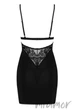 Комбінація сатинова з трусиками Obsessive Maderris chemise XS/S Чорна - зображення 4