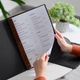 Папка для меню А4 Inko Horeca кожаная с твёрдой обложкой и креплением на винты ШМ12А4 Коричневый - изображение 10