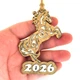 Новогодняя игрушка "Год Лошади 2026" с магнитом 10х6.5 см Золотистый ХДФ - изображение 2