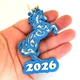 Новогодняя игрушка "Год Лошади 2026" с магнитом 10х6.5 см Синий ХДФ - изображение 2