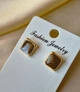 Женские сережки "Квадраты" 1.3см Fashion jewelry Коричневые - изображение 1