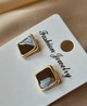 Женские сережки "Квадраты" 1.3см Fashion jewelry Коричневые - изображение 2
