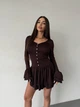 Эластичное платье клеш мини коричневого цвета 37172 42/44 - изображение 2
