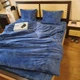 Постільна білизна KoTetextile плюшева велюрова полуторка 155-215 см 50-70 2шт синій однотон - зображення 1
