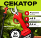 Комплект 3 в 1 мініпила + секатор + телескопічна штанга до 2,5 м, 48V, 6Ah, червоний - зображення 6