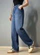 Джинсы женские Its Basic 2952-17 skater baggy бананы с косыми карманами 40 синие - изображение 1