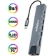 USB хаб 8-в-1 Walker WHUB-63 з роз'ємом USB / Type-C, HDMI, RJ45, SD, microSD, сірий - зображення 1