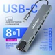 USB хаб 8-в-1 Walker WHUB-63 з роз'ємом USB / Type-C, HDMI, RJ45, SD, microSD, сірий - зображення 2