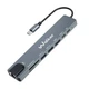 USB хаб 8-в-1 Walker WHUB-63 з роз'ємом USB / Type-C, HDMI, RJ45, SD, microSD, сірий - зображення 7