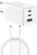 Зарядний пристрій Блок живлення Baseus GaN 5 Pro 65W швидка зарядка + Кабель Type-C to Type-C 100W 1m (White) - зображення 3