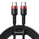Кабель Baseus Cafule Flash Charging Data Line Cable Type-C to Type-C PD 2.0 QC 3.0 100W 20V 5A 2м (CATKLF-AL91) Black/Red - зображення 1