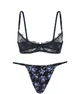 Комплект Rose Lace&Satin unlined Very Sexy Victoria’s Secret Чорний з синім 34B-S - изображение 1