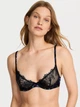 Комплект Rose Lace&Satin unlined Very Sexy Victoria’s Secret Чорний з синім 34B-S - изображение 2