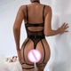 Боди с пояском на бретелях прозрачный L черный (38/38) - изображение 5