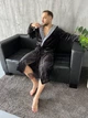 Чоловічий теплий халат з кишенями поясом і капюшоном з махри 2XL чорний (DO2592) - зображення 2