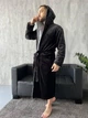 Чоловічий теплий халат з кишенями поясом і капюшоном з махри 2XL чорний (DO2592) - зображення 5