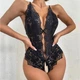 Кружевной боди из спандекса украшен кружевом L-XL черный (38/28) - изображение 5