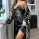 Халат с пеньюаром для сна L-XL черный (223/17) - изображение 2