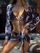 Пляжный комплект в стиле tie-dye: топ, купальник и парео S (SW3724/1) - изображение 1