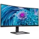 TFT 34' Philips 346E2CUAE, VA, вигнутий, WQHD, DP, HDMI, USB-С, HAS, колонки, чорний - зображення 2